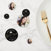 Bat Mitzvah Photo Black Gold Script Elegant Floral Confetti (Groep)