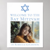Bat Mitzvah Photo Blue Star of David Party Poster (Voorkant)
