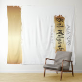 Bat Mitzvah Photo Booth Feest Achtergrond Goud Wit Wandkleed (In Situ (horizontaal))