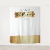 Bat Mitzvah Photobooth Feest Achtergrond Goud Wit Wandkleed (Voorkant)