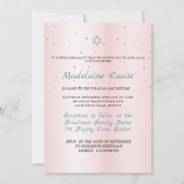Bat Mitzvah Pink Blue Silver Kaart