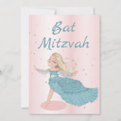 Bat Mitzvah Pink Blue Silver Kaart (Achterkant)