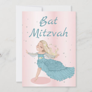 Bat Mitzvah Pink Blue Silver Kaart