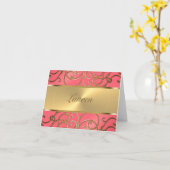 Bat Mitzvah Pink en Gold Filigree Swirls Kaart (Gele Bloem)