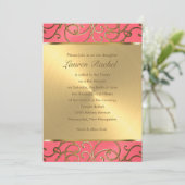 Bat Mitzvah Pink en Gold Filigree Swirls Kaart (Staand voorkant)