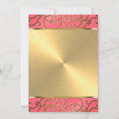 Bat Mitzvah Pink en Gold Filigree Swirls Kaart (Achterkant)