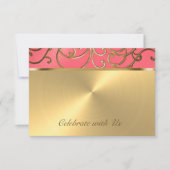Bat Mitzvah Pink en Gold Filigree Swirls Kaart (Voorkant)