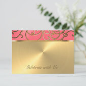 Bat Mitzvah Pink en Gold Filigree Swirls Kaart (Staand voorkant)