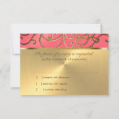 Bat Mitzvah Pink en Gold Filigree Swirls Kaart (Achterkant)