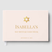 Bat Mitzvah Pink & Faux Gold Star of David Jewish  Gastenboek (Voorkant)