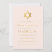 Bat Mitzvah Pink & Faux Gold Star of David Simple Kaart (Voorkant)