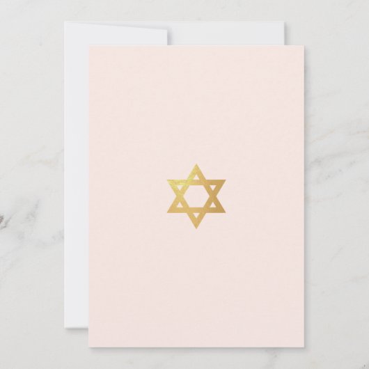 Bat Mitzvah Pink & Faux Gold Star of David Simple  Kaart (Achterkant)