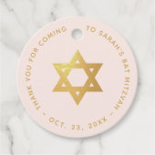 Bat Mitzvah Pink Faux Gold Star of David Thank You Bedankjes Labels (Voorkant)
