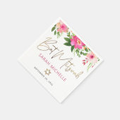Bat Mitzvah Pink Floral Waterverf Gold Script Servet (Hoek)
