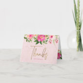 Bat Mitzvah Pink Floral Waterverf Modern script Bedankkaart (Voorkant)