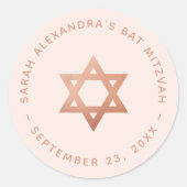 Bat Mitzvah Pink Girl Rose Gold Star of David Ronde Sticker (Voorkant)