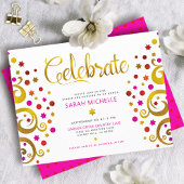 Bat Mitzvah Pink Gold Foil Tree of Life Modern Informatiekaartje