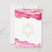 Bat Mitzvah Pink Gold Glitter Agate RSVP Kaartje (Achterkant)