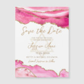 Bat Mitzvah Pink Gold Glitter Agate Save the Date (Voorkant)