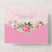 Bat Mitzvah Pink Gold Script Floral Waterverf All In One Uitnodiging (Achterkant)