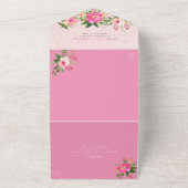 Bat Mitzvah Pink Gold Script Floral Waterverf All In One Uitnodiging (Buitenkant)