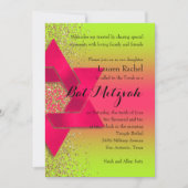 Bat Mitzvah Pink Green Ombre Gold Glitter Kaart (Voorkant)