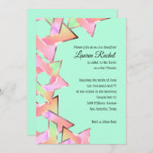 Bat Mitzvah Pink Green Peach Star van David Kaart (Voorkant / Achterkant)