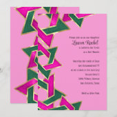 Bat Mitzvah Pink Green Star van David Kaart (Voorkant / Achterkant)