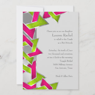 Bat Mitzvah Pink Limoen Star van David Any Color Kaart