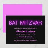 Bat Mitzvah Pink Neon Lights Kaart (Voorkant / Achterkant)