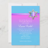 Bat Mitzvah Pink Ombre Ribbon en Star Kaart (Voorkant)
