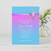 Bat Mitzvah Pink Ombre Ribbon en Star Kaart (Staand voorkant)