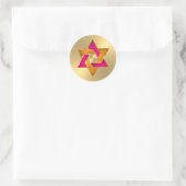 Bat Mitzvah Pink Oranje Star van David Gold Ronde Sticker (Tas)