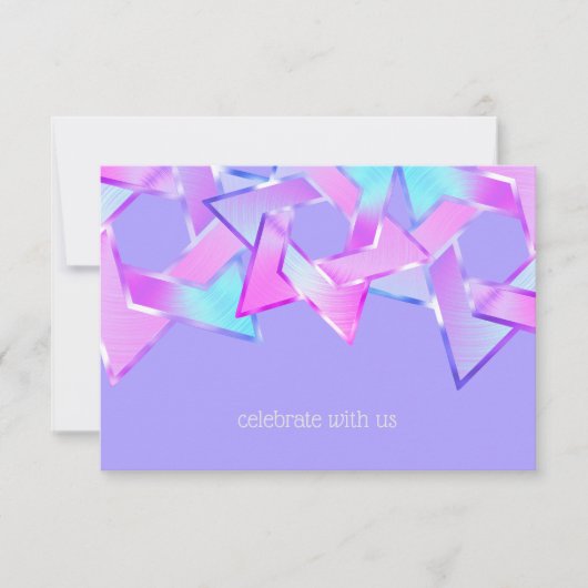 Bat Mitzvah Pink Paars Blue Star van David Kaart (Voorkant)