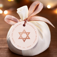 Bat Mitzvah Pink Rose Gold Star of David Thank You