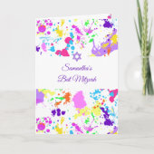 Bat Mitzvah Pink Turquoise Mauve Paint Splatter (Voorkant)