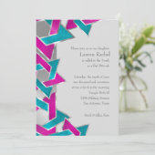 Bat Mitzvah Pink Turquoise Star van David Any Colo Kaart (Staand voorkant)