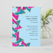 Bat Mitzvah Pink Turquoise Star van David Kaart (Staand voorkant)