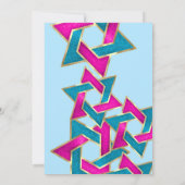 Bat Mitzvah Pink Turquoise Star van David Kaart (Achterkant)
