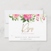 Bat Mitzvah Pink Waterverf Floral Gold Script RSVP Kaartje (Voorkant)