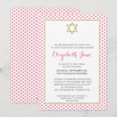 BAT MITZVAH polka dot patroon goud glitter roze Kaart (Voorkant / Achterkant)