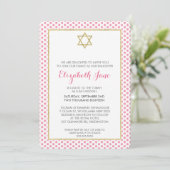 BAT MITZVAH polka dot patroon goud glitter roze Kaart (Staand voorkant)