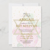 Bat Mitzvah Poppies Floral Gold Pink Star van Davi Kaart (Voorkant)