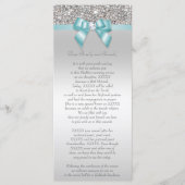 Bat Mitzvah Programme Silver Sequin Blauwgroen Bow Programmakaart (Voorkant)