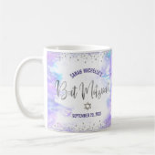 Bat Mitzvah Purple Watercolor Silver Script Modern Koffiemok (Links)