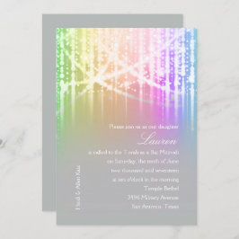 Bat Mitzvah Rainbow Sparkly Lights Kaart