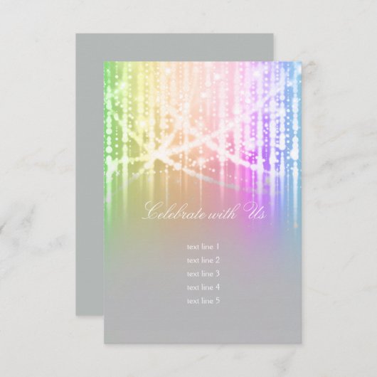 Bat Mitzvah Rainbow Sparkly Lights na Party Kaart (Voorkant / Achterkant)