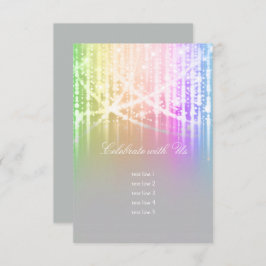 Bat Mitzvah Rainbow Sparkly Lights na Party Kaart