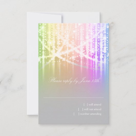 Bat Mitzvah Rainbow Sparkly Lights RSVP Kaartje (Voorkant)
