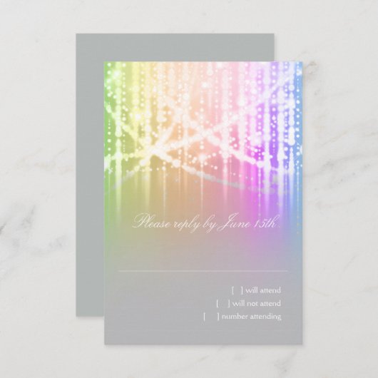 Bat Mitzvah Rainbow Sparkly Lights RSVP Kaartje (Voorkant / Achterkant)